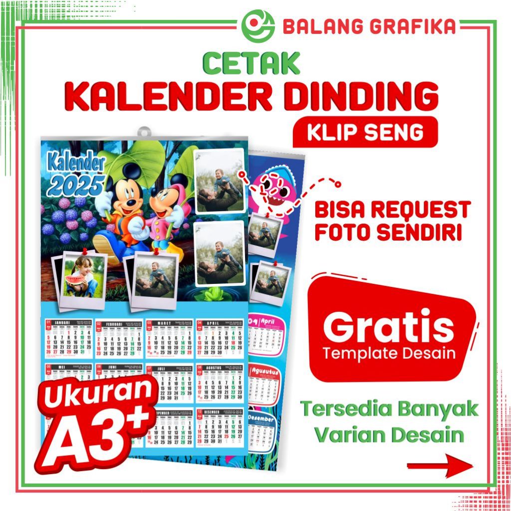 

cetak Kalender custom Gantungan Klip Seng Ukuran A3+