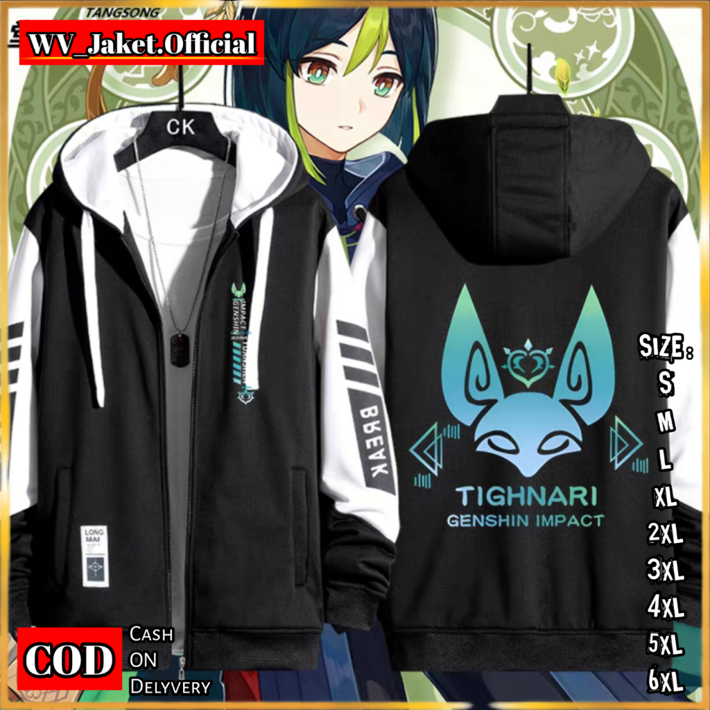 WareVisible Jacket Hoodie ZIPPER GENSHIN TIGHNARI Oversize Korean Style Unisex Premium FLEECE