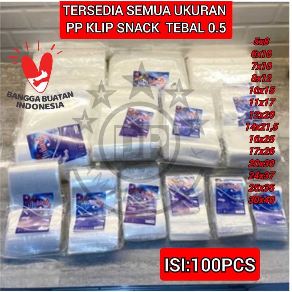 NEW Kantong Plastik Klip Snack PP Ziplock 100pcs Tebal 0.5 14x21.5 16x25 17x26 20x30 24x37 25x35