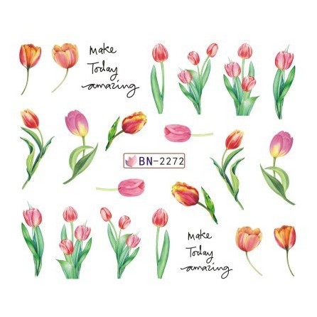 Pretty Flower Tulip Snowdrop Water Decal Nail Sticker Stiker Kuku Air Bunga Cantik Nail Art