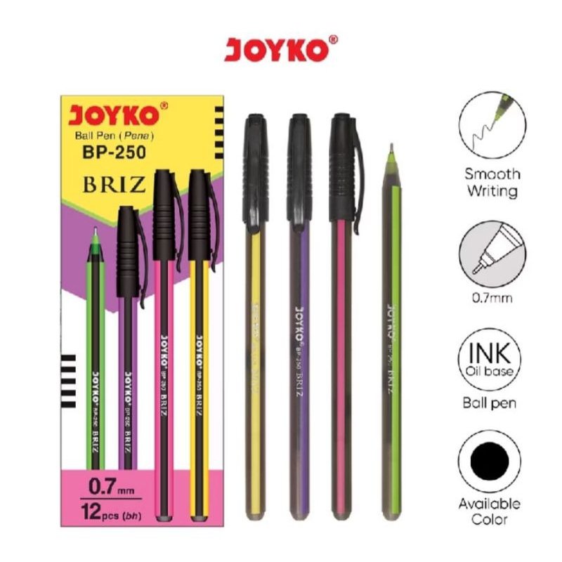 

Pulpen pena Joyko BP-250 Briz 0,7mm1pack isi 12pcs