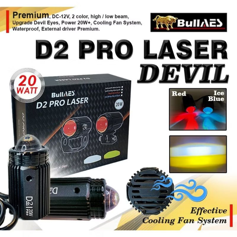 LAMPU TEMBAK D2 PRO LASER BULLAES 20WATT LAMPU MINI LASER D2 PRO 20 WATT D2 LASEF BULLAES