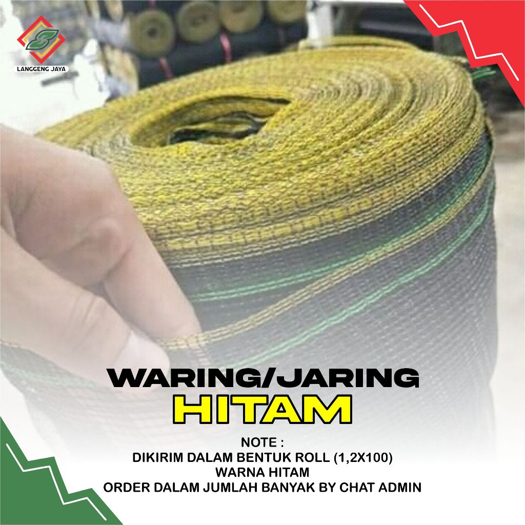 WARING HITAM (1,2X100 ) ROLL, JARING HITAM, JARING IKAN, KEBUTUHAN PERAIRAN