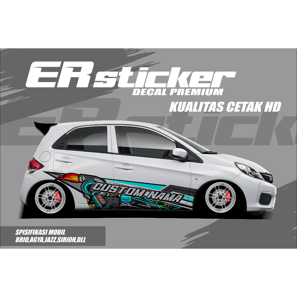 A17BRIO OLD - DECAL THAILOK  MOBIL BRIO OLD / AGYA JAZZ SIRION / FREE CUSTOM NAMA / MODEL STIKER TER