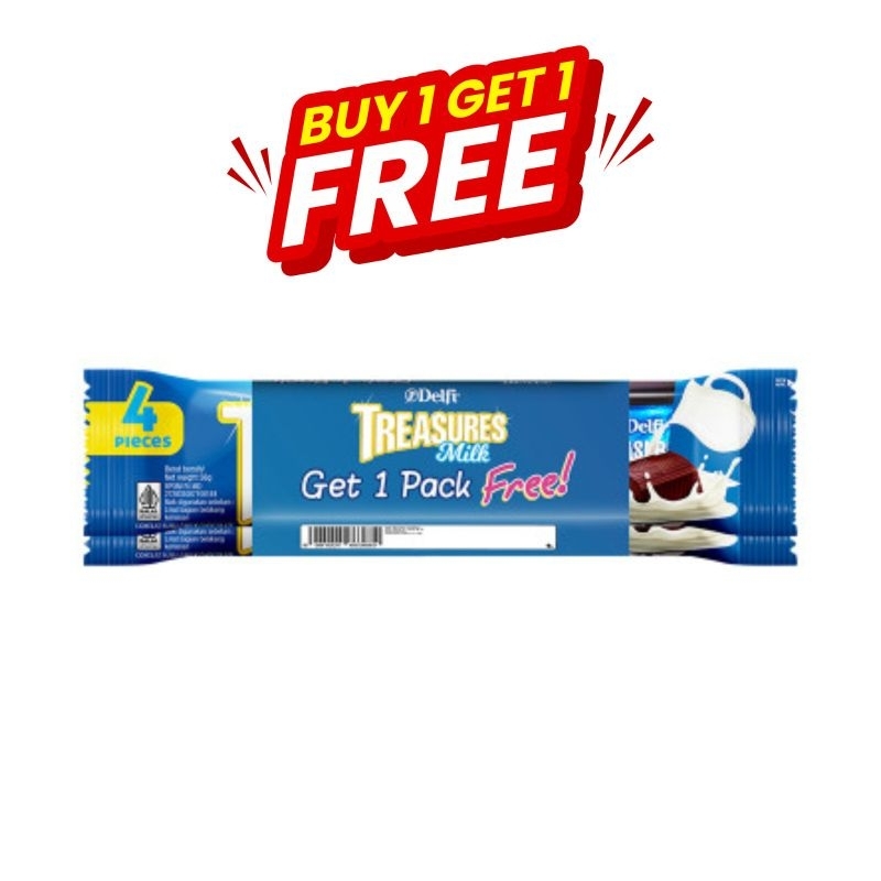 

[BUY 1 GET 1 FREE] Delfi Treasures Milk 36gr x 2pcs Chocolate Bar Coklat Batangan