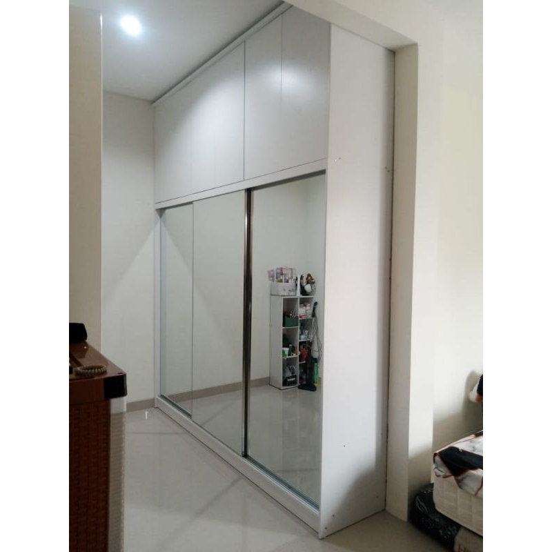 lemari pakaian sliding kabinet | lemari sliding 3 pintu cermin| lemari baju