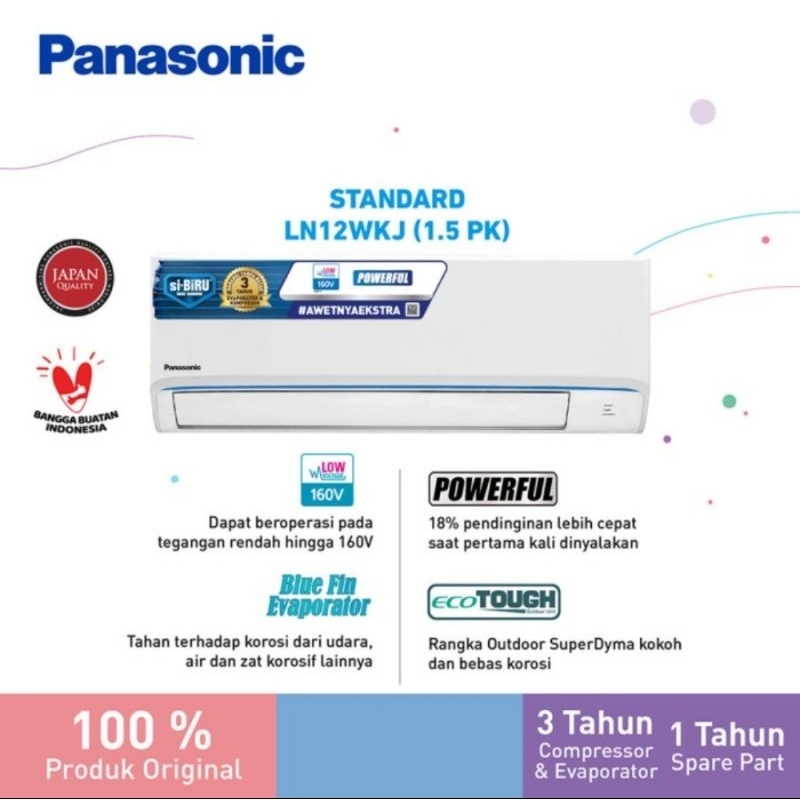AC SPLIT PANASONIC 1,5PK SIBIRU CS/CU-LN12WKJ