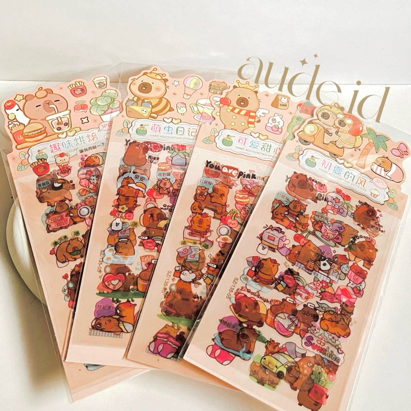 

AUDE - Sticker Capybara Isi 3 Pcs | Sticker Capybara | Sticker Buku | Sticker Lucu | Capybara | Sticker Jurnal
