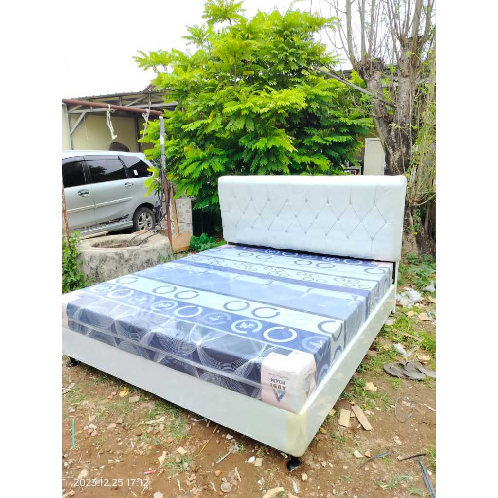 Paket divan dan kasur inoac d16 no 180 x 200 cm tebal 20 cm / dipan sandaran tempat tidur / busa ino