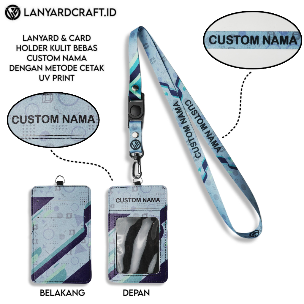 

V3 Id Card Holder Leather Custom + Lanyard Custom Nama BASIC Series Gantungan Tali Lanyard Holder Id Card Kulit UV Print