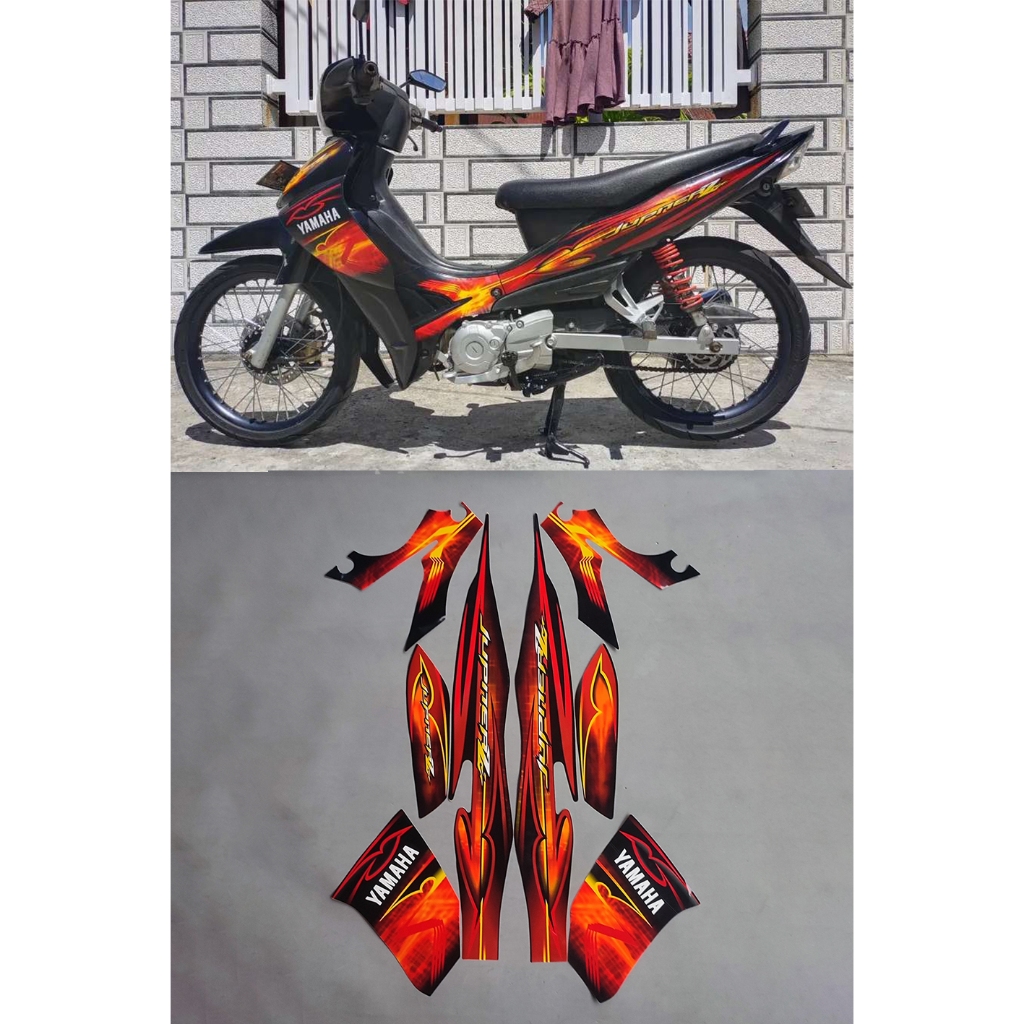 STIKER STRIPING & LIS STICKER MOTOR JUPITER Z 2008 HITAM SATU SET FULL BODY