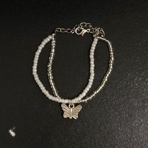 GELANG MANIK KUPU KUPU//GELANG MANIK SILVER PUTIH CUTE KORRA