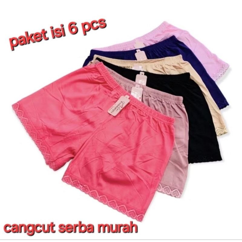 paket hemat isi 6 pcs CD AILY RENDA CD wanita strit segi empat  motif renda bawah  Katun