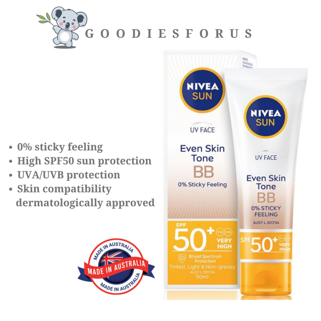 NIVEA Australia Sun UV Face Sunscreen BB Cream SPF50 50ml/Nivea BB Cream/Face Cream SPF