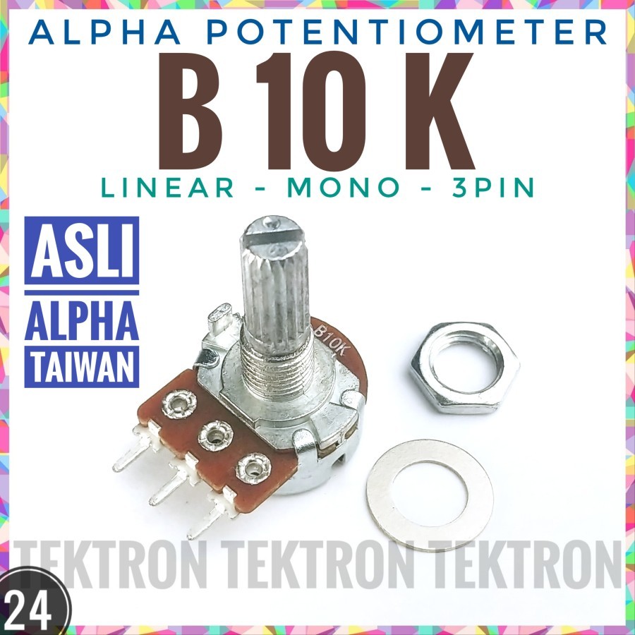 ALPHA B10K Mono ASLI TAIWAN POTENTIOMETER 103 B103 POTENSIO 10K 10Kohm Barang Baru