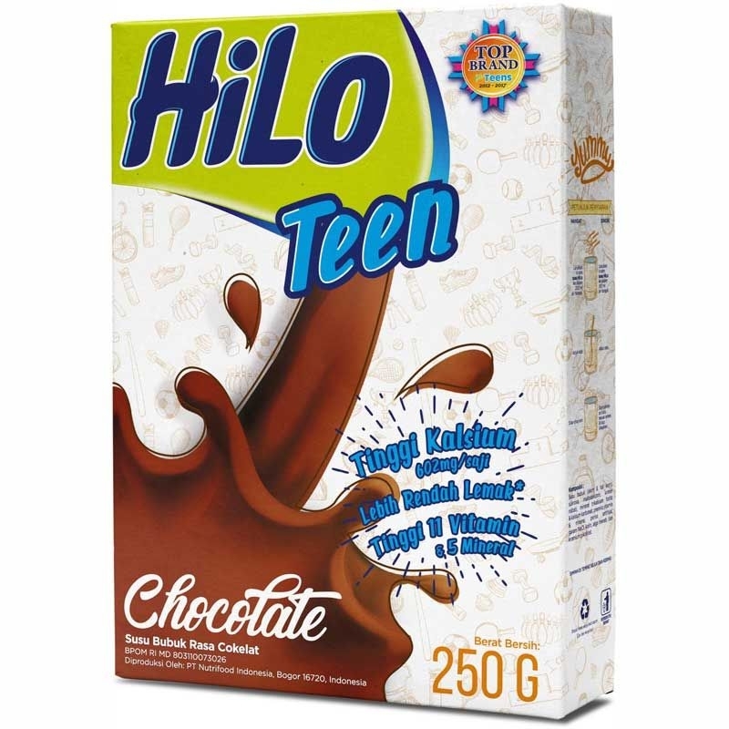 

susu HILO teen coklat kemasan kotak 250gram