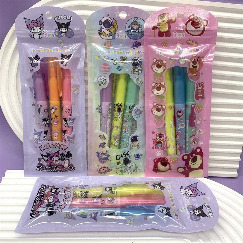 

1 Set isi 3 PCS Pulpen Highliter Pen Stabilo Motif Kuromi