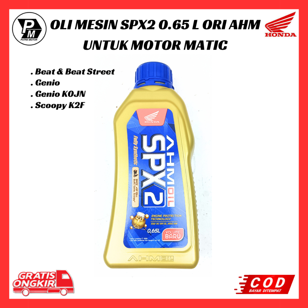 Oli Mesin SPX2 650 ML ORI AHM Untuk Motor Matic Honda Beat - Beat Street - Scoopy - Genio