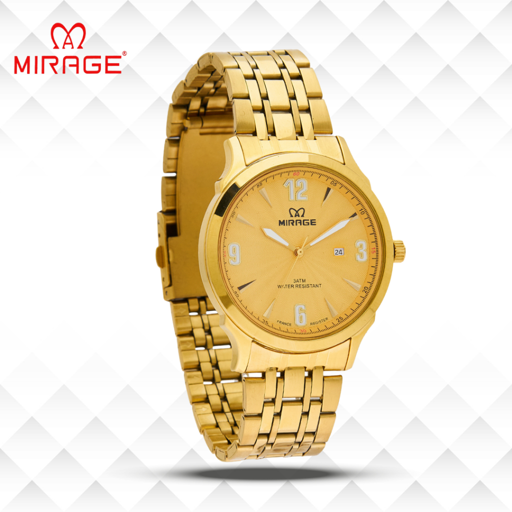 Mirage Jam Tangan Pria Analog 8803 M Gold Original Stainless