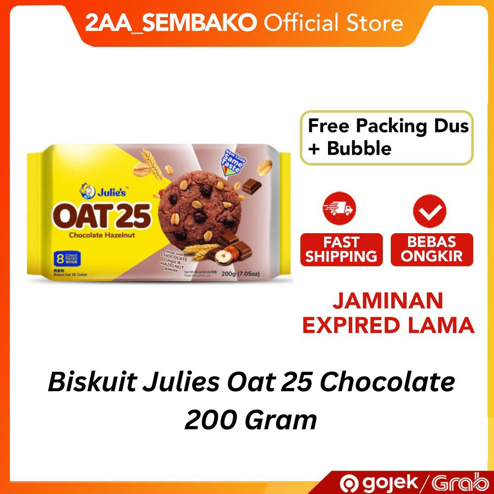 

Julie's Oat 25 Chocolate Hazelnut Biskuit Cookies Gandum Rasa Coklat Kacang 200 Gram