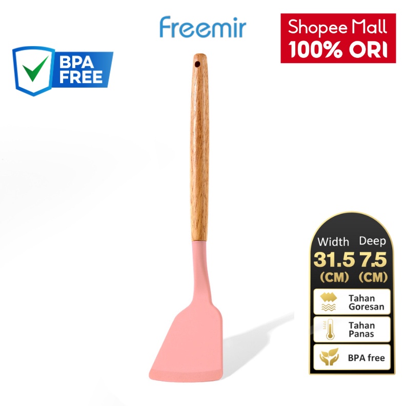 OFFICIAL MALL freemir Spatula Silikon Anti Panas Anti Lengket Warna Merah dak