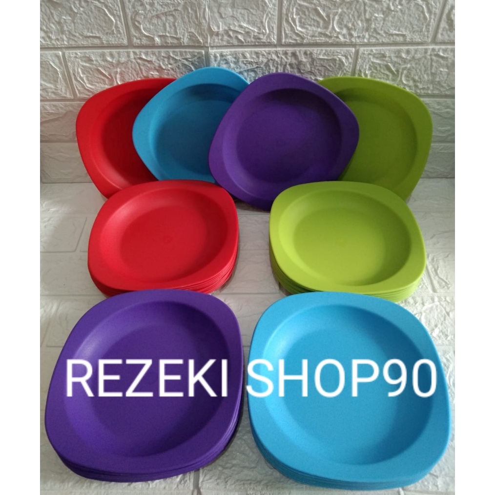 RSHOP INCH 1 Lusin Piring Makan Persegi Piring Makan Plastik