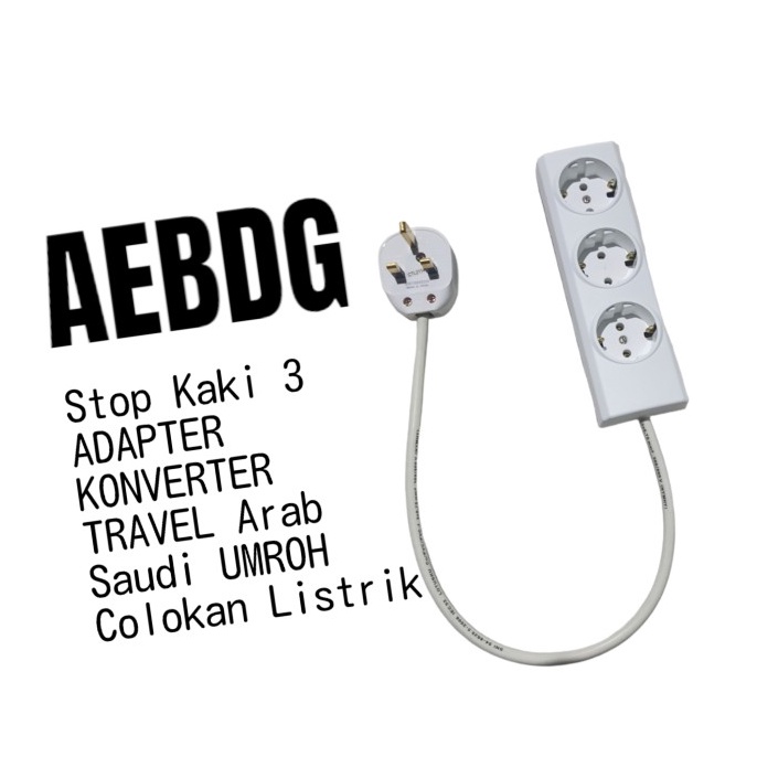 Promo Terbatas BROCO Kaki 3 ADAPTER KONVERTER TRAVEL Arab Saudi UMROH Colokan Listrik  2 Lubang 25 C