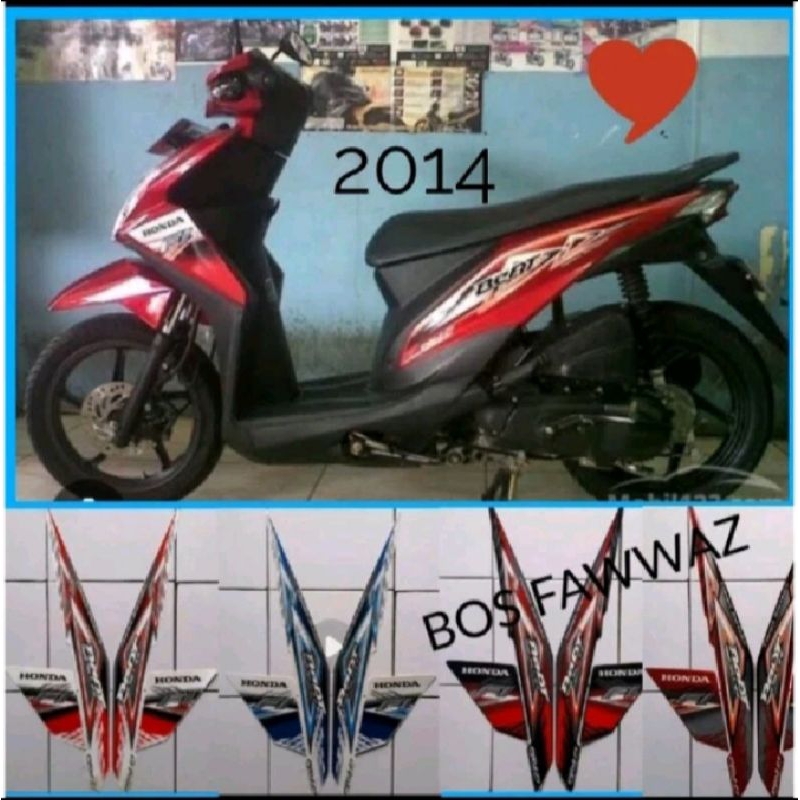 Stiker Striping Beat Fi 2014 Warna Biru / Merah putih / Merah hitam/Merah tua