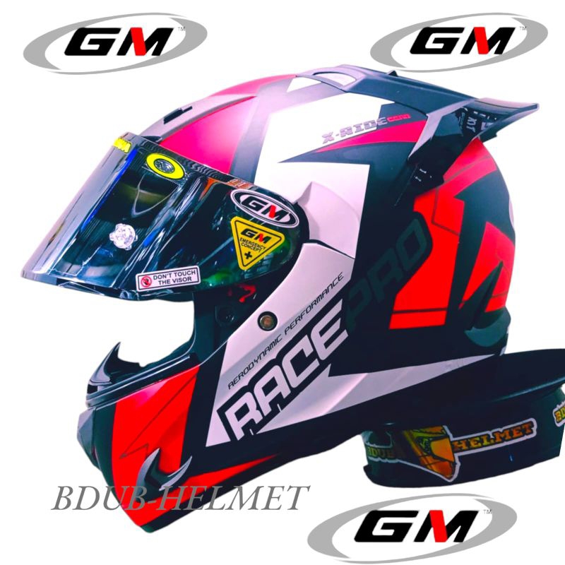 Helm GM RACE PRO _ paket gantang helm gm full face