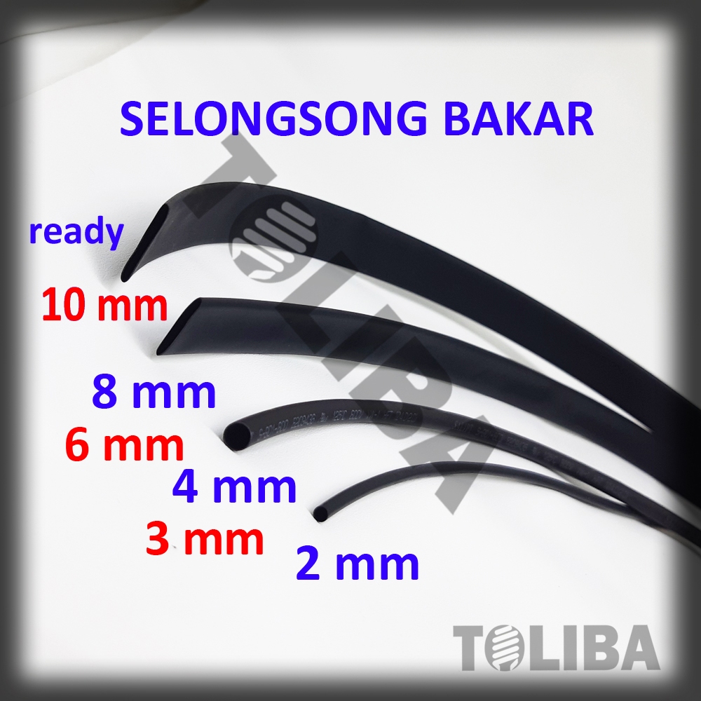 selongsong Bakar hitam Heat Shrink 2mm 3mm 4mm 6mm 8mm 10mm selang isolasi / isolasi bakar / isolasi