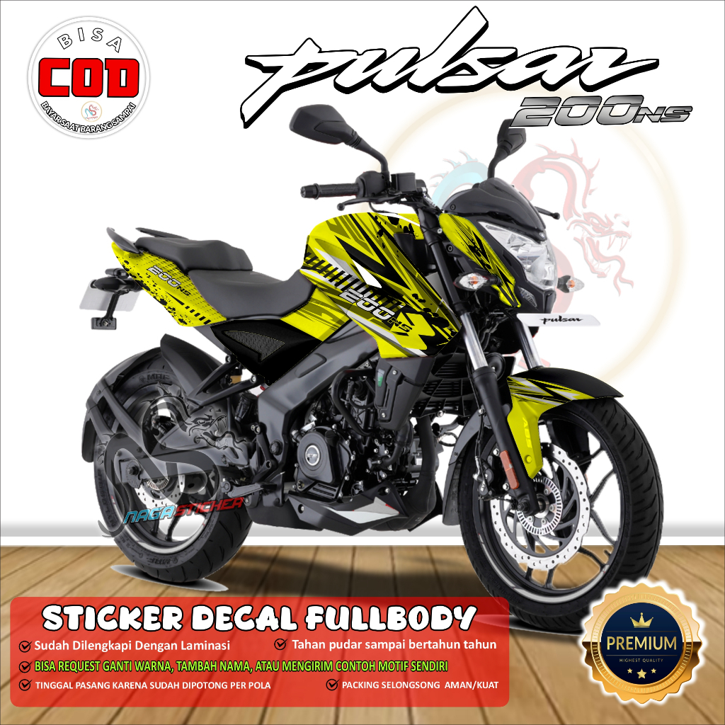 Decal Sticker Striping Motor Full Body PULSAR NS200 VARIASI BAJAJSTYLE NS10013 BEBAS DESAIN CUSTOM