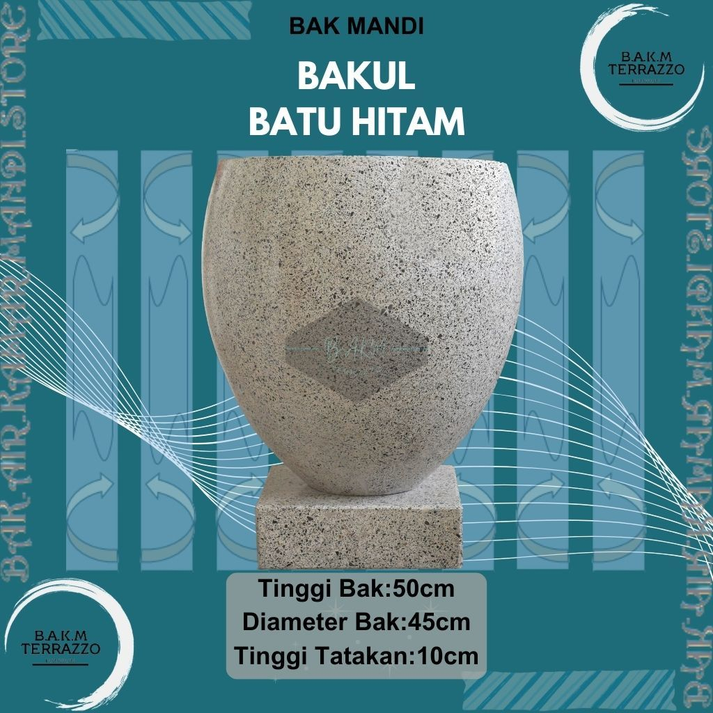 BAK AIR KAMAR MANDI | BAK MANDI TERASO ESTETIK | GENTONG KAMAR MANDI JUMBO | TIPE BAKUL BATU HITAM