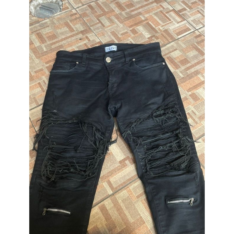 Yojuz Ripped jeans biker black