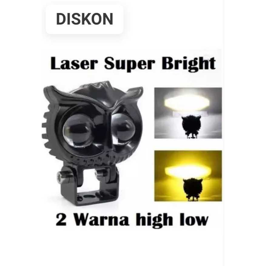 BERKAH RACING SHOP LAMPU TEMBAK LASER OWL CR7 LED D2 2 WARNA HIGH LOW / LAMPU TEMBAK SOROT BURUNG HA