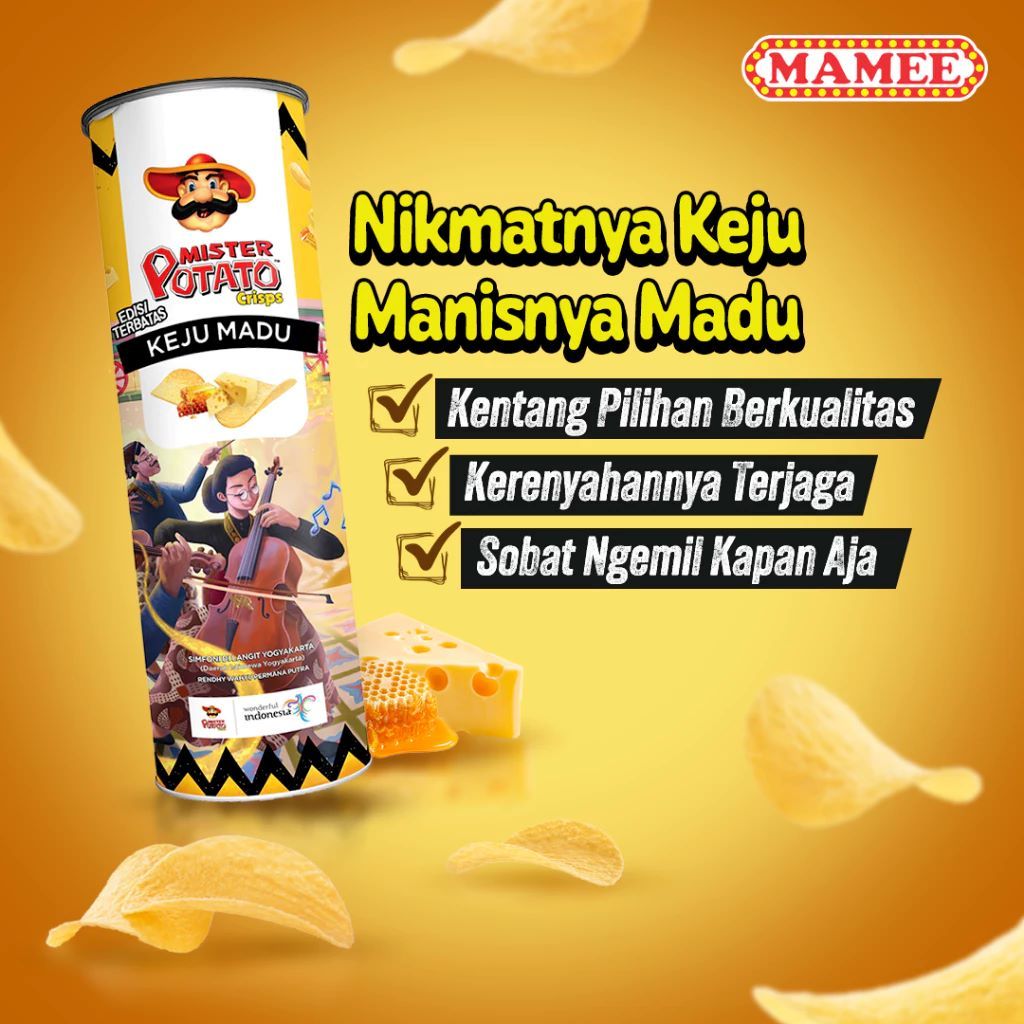 

Mister Potato Crisps Keju Madu 80gr