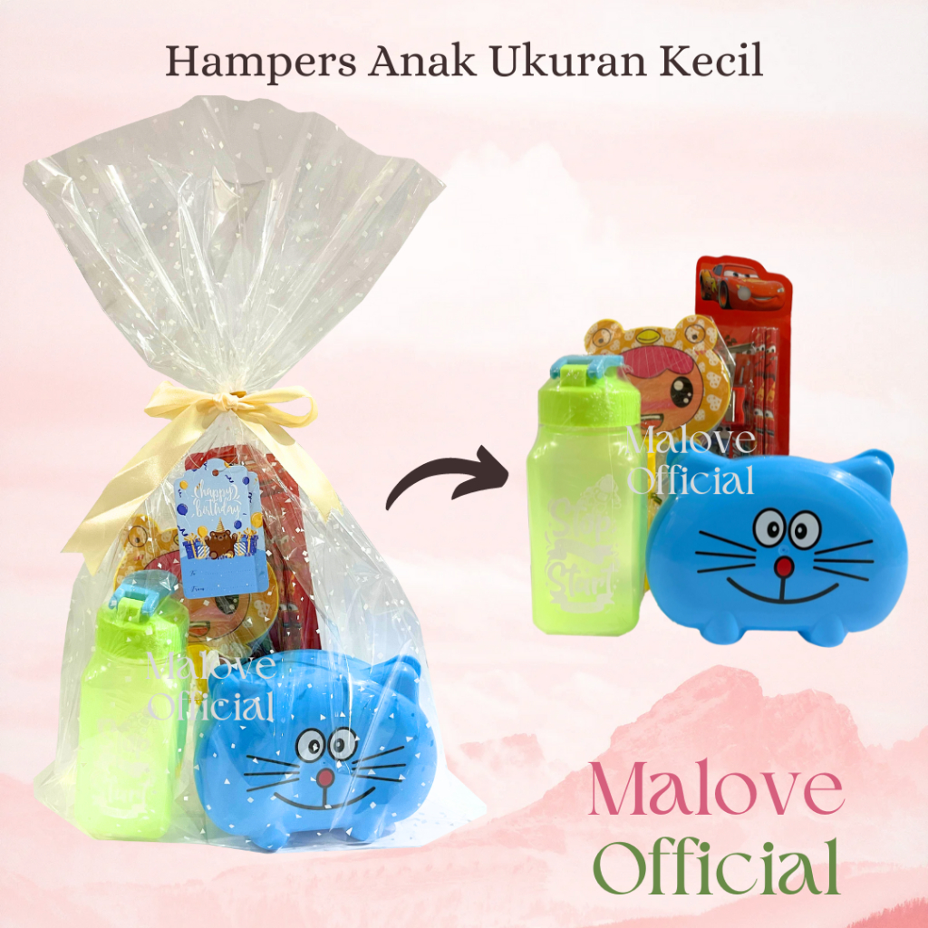 

Paket Hampers Anak Ukuran Kecil| Alat Tulis, Kotak Makan, Botol Lucu | Bingkisan Souvenir Hadiah Pesta Ulang Tahun Birthday