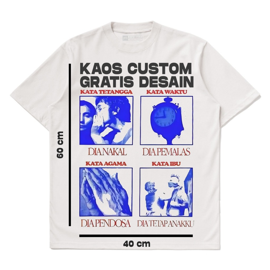 Kaos Custom Sablon A2 Gratis Desain Cotton Premium Distro