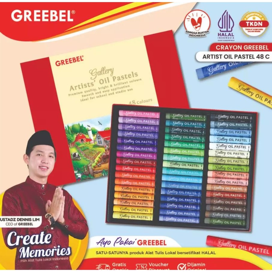 

GREEBEL Crayon Krayon Artist 48 Warna / Krayon ARTIST OIL PASTEL 48 / Crayon Greebel / Professional Mewarnai