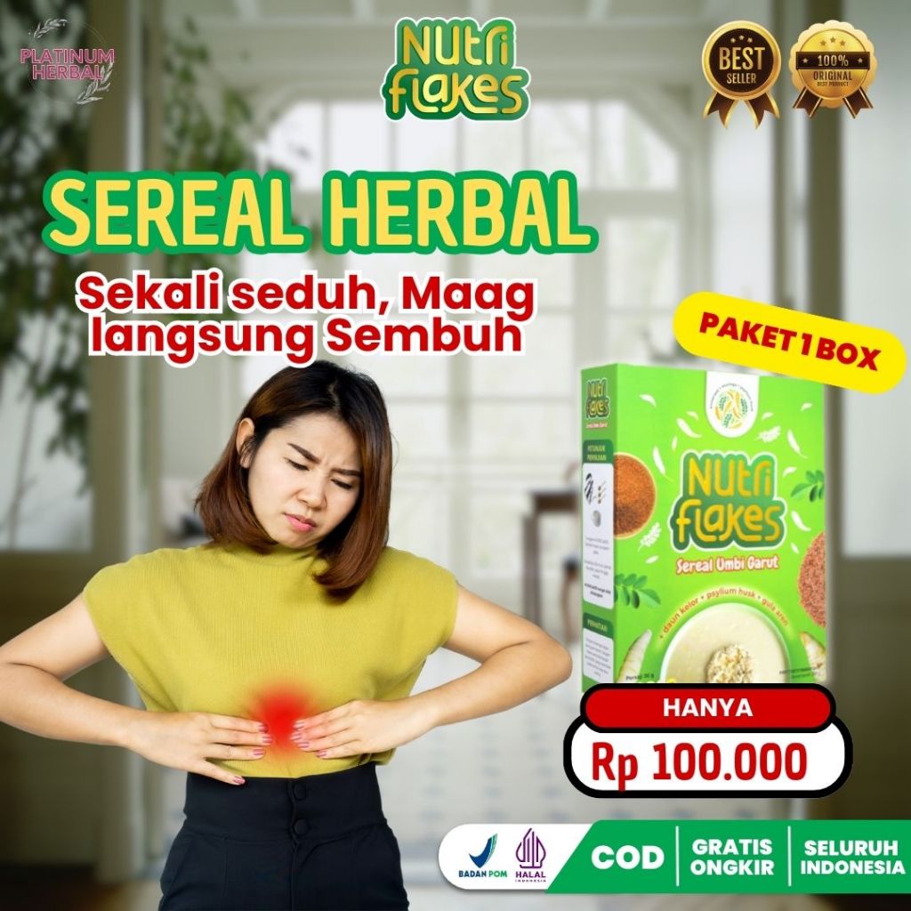 

Paket 1 Box NutriFlakes Sereal Alami Dari Umbi Garut - Untuk Mengatasi Maag dan Asam Lambung