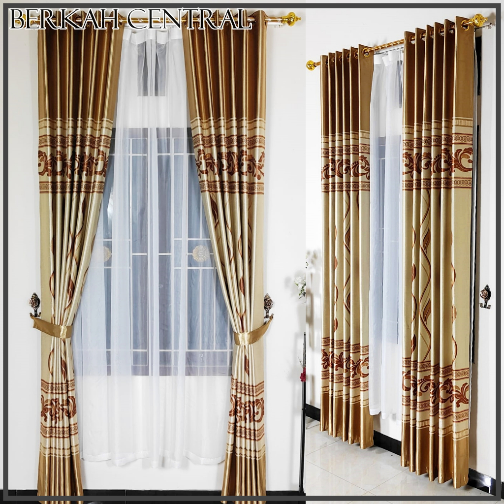 Gorden Jendela Kamar Tidur Bahan Blackout Premium Tebal Motip Sallur Minimalis