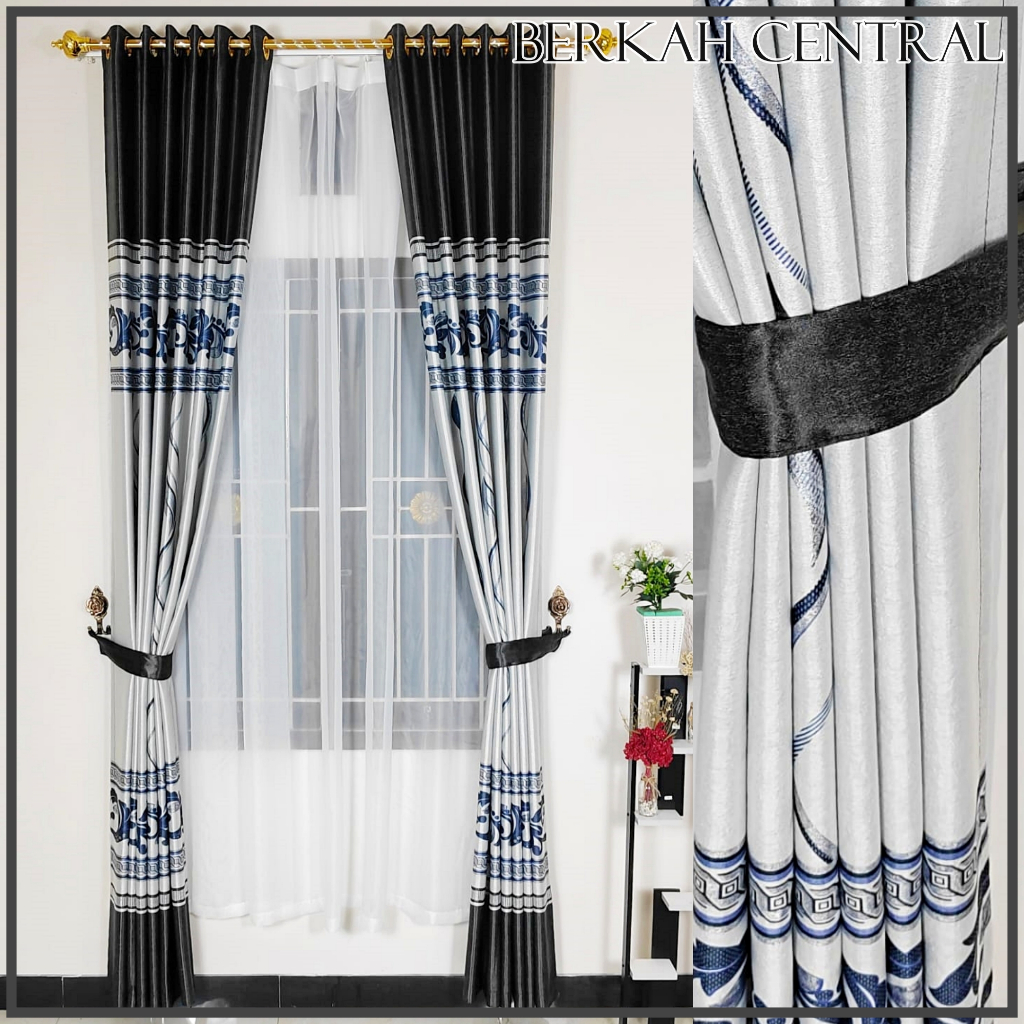 Gorden jendela pintu minimalis blackout premium import warna abu hitam coklat gold