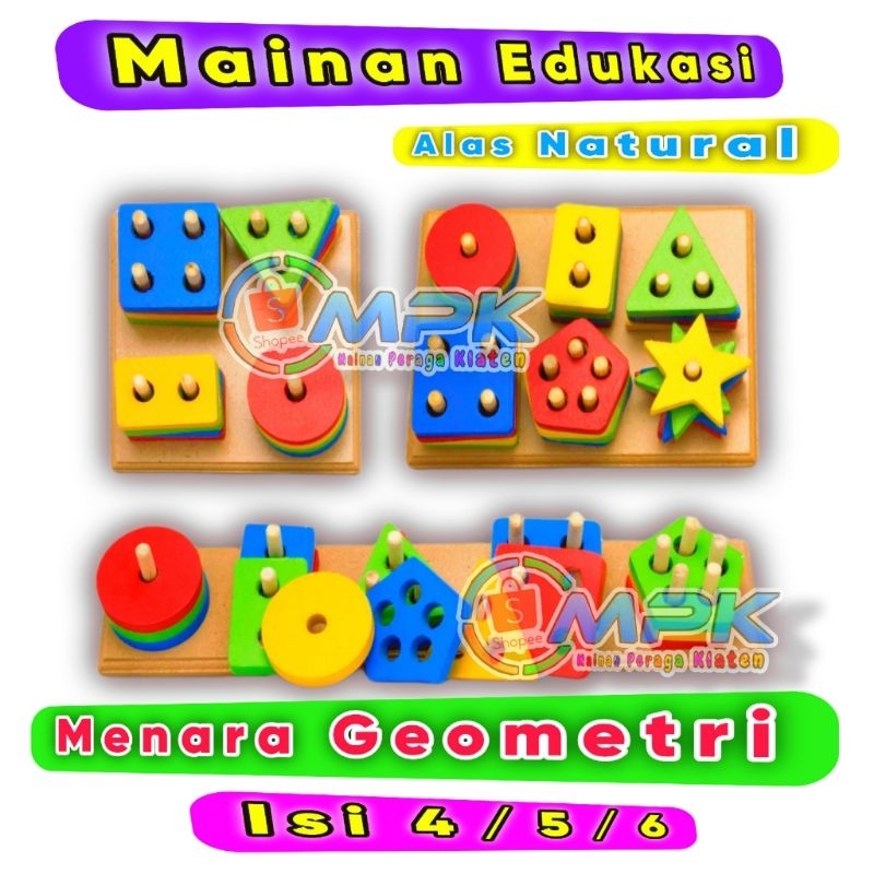 MAINAN EDUKASI MENARA GEOMETRI ISI 4 MENARA GEOMETRI ISI 5 MENARA GEOMETRI ISI 6 MAINAN PASAK GEOMET