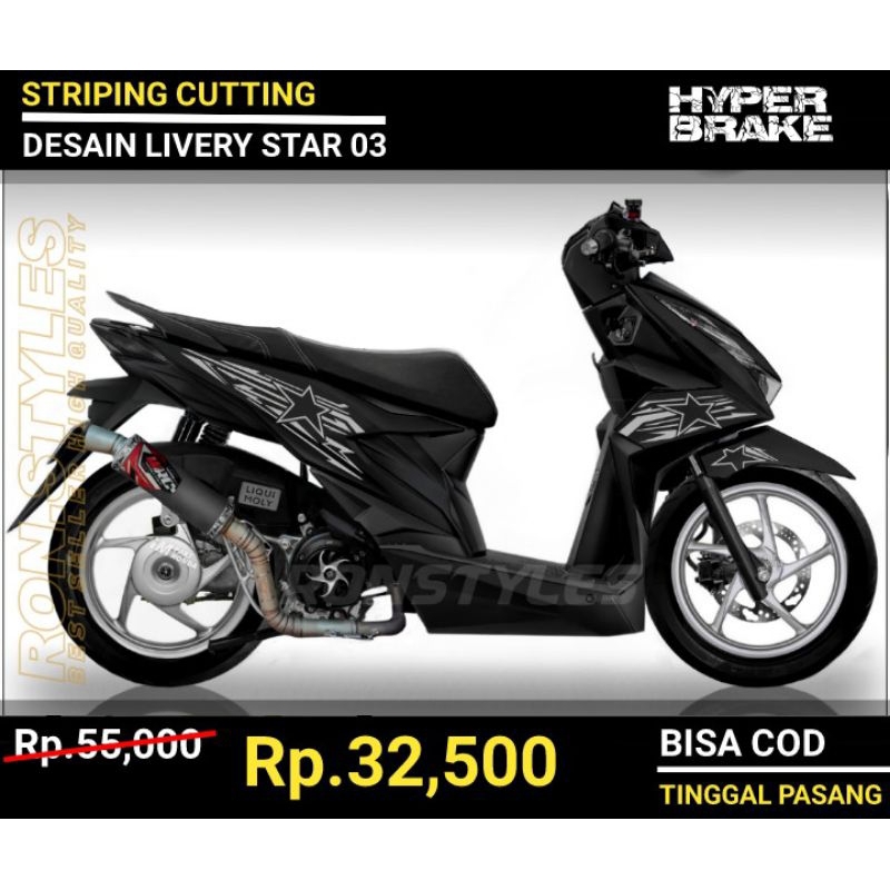 STIKER LIVERY STAR 03 HONDA BEAT DELUXE 2020 - 2023 TINGGAL PASANG