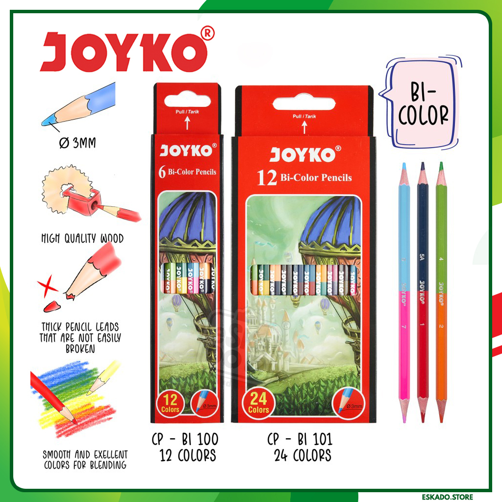

Joyko Bi-Color Pencils Duo Color 2 Warna Per Pensil (6 Pcs / 12 Pcs)