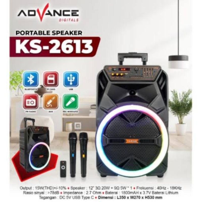 Speaker Advance KS-2613 Bluetooth Portable 12 inch / Speaker