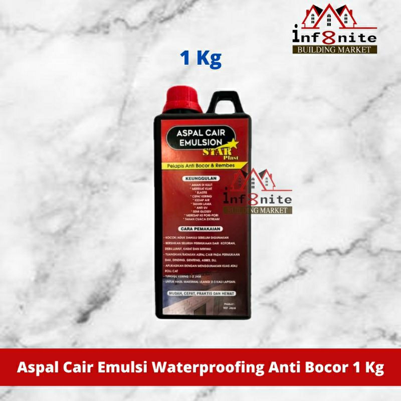 Aspal Cair Emulsion Hitam 1 KG Anti Bocor Rembes Penambal Dak Beton Kolam Kamar Mandi Waterproofing