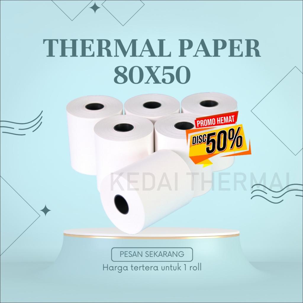 

KERTAS THERMAL STRUK KASIR PAPER ROLL 80X50 TERMAL POS RECEIPT PRINTER 80MM 80X50MM 80x50mm 79 / 80 x 50 79x50 MM