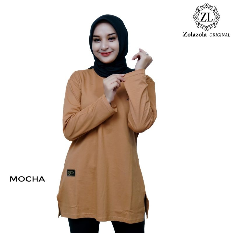 RB Atasan Kaos Tunik Jumbo Wanita Size [ M. L. XL. XXL. XXXL ] / Baju Polos Lengan Panjang Combed