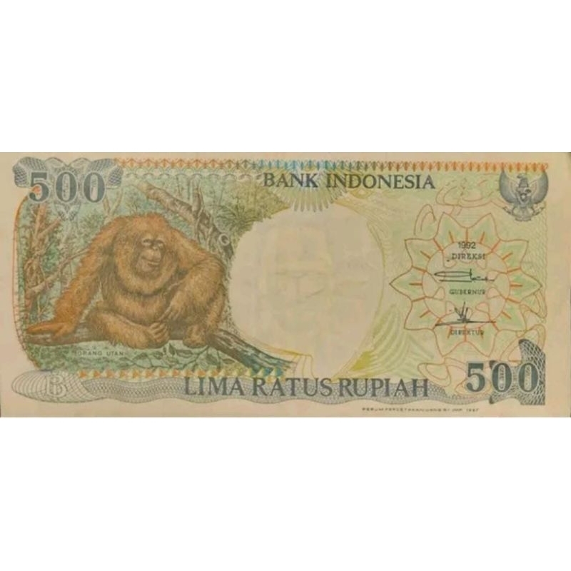 Uang Kuno Indonesia 500 Rupiah Otang Utan Tahun 1992 Kondisi Kertas Utuh Renyah Dijamin Original 100