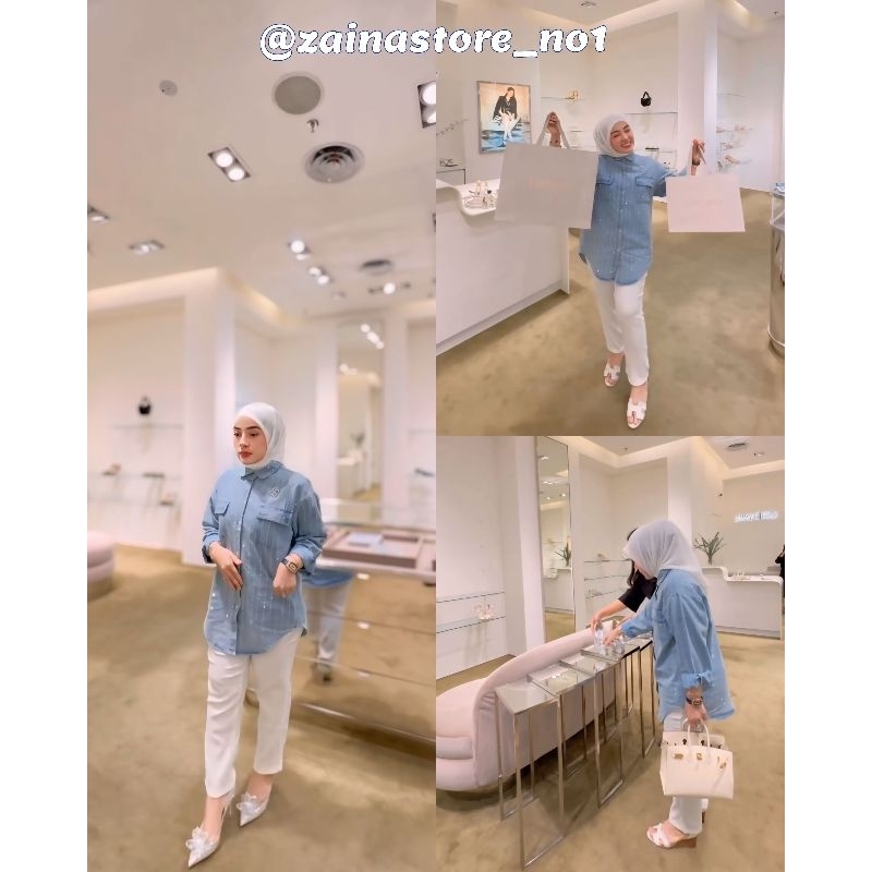Shellasaukia Kemeja Blink Jeans Terbaru Ss Import Premium Baju Atasan Wanita Cantik Simple Ternyaman